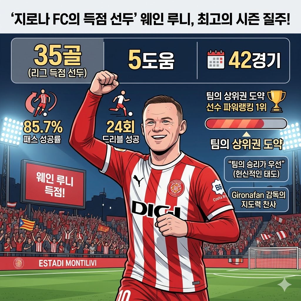 [루니] 리그 폭격! 득점 선두 질주, 지로나를 휩쓸다